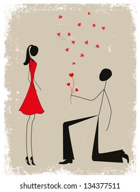 a man proposing to a woman while standing on one knee