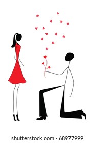 a man proposing to a woman while standing on one knee