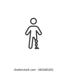 Man prosthesis leg line icon. linear style sign for mobile concept and web design. Disabled person outline vector icon. Symbol, logo illustration. Vector graphics