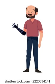 Man With Prosthetic Arm Disability Character