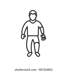 Man with prosthetic arm and leg