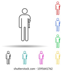 man with a prosthetic hand multi color style icon. Simple thin line, outline vector of disabled icons for ui and ux, website or mobile application