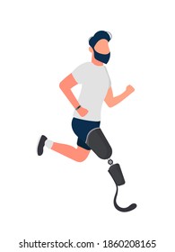 A man with a prosthetic leg is running. Vector.