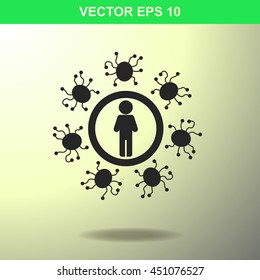 Man protected from virus icon. Illustration for business.
