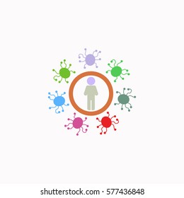 Man protected from virus  icon Vector design Colored illustration.