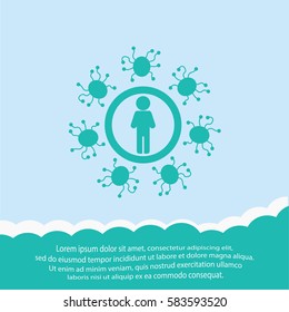 Man protected from virus  icon. Vector design.