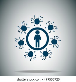 Man protected from virus vector icon