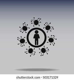Man protected from virus vector icon