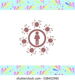 Man protected from virus vector icon on white background. Isolated illustration. Business picture.