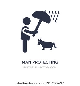 man protecting a dog with an umbrella icon on white background. Simple element illustration from People concept. man protecting a dog with an umbrella icon symbol design.