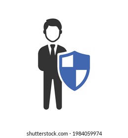 man protection, guard, shield icon design vector