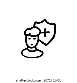 man protection icon in vector. Logotype - Doodle
