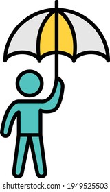 man protection vector line colour icon