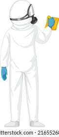 Man in protective hazmat suit illustration