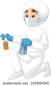 Man in protective hazmat suit illustration