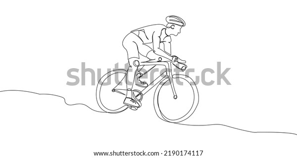 Man in a protective helmet rides a bicycle one line\
art. Continuous line drawing sports, training, sport, leisure,\
race, bike, cycle racing, tricks, street culture, urban, extreme,\
woman, man.