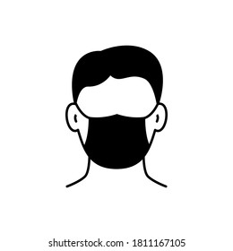 Man in protective mask icon on white background
