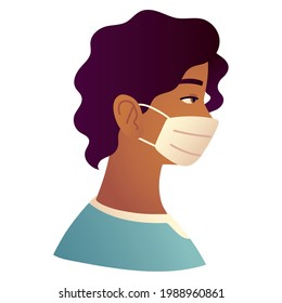 man protective mask profile isolated