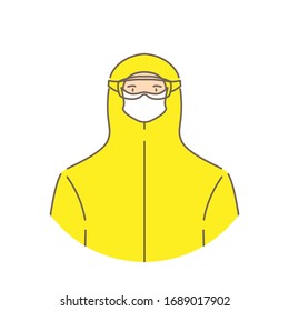 Man in protective suit, isolated. Vector illustration.