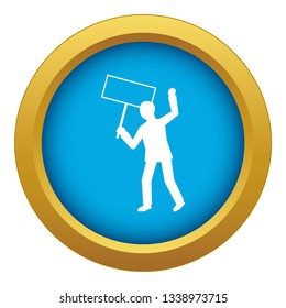 Man protest hand banner icon blue vector isolated on white background for any design
