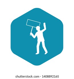 Man protest hand banner icon. Simple illustration of man protest hand banner vector icon for web design isolated on white background