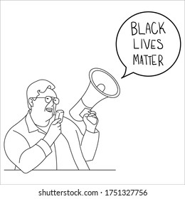 protesta humana sostiene imagen vectorial de megáfono gritando vidas negras 