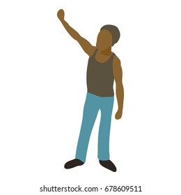 Man protest on the street icon. 