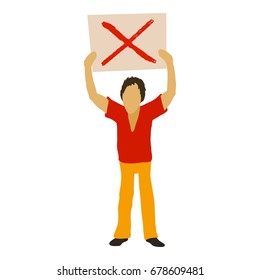 Man protest with sign icon. Cartoon illustration of man protest vector icon for web
