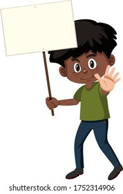 Man with protest sign on white background illustration