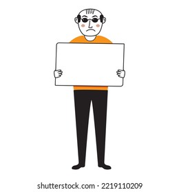 Muchos manifestantes. Tema social. Doodle cara avatar humano a un hombre. Aislado sobre fondo blanco. Ilustración de caricaturas dibujada a mano.