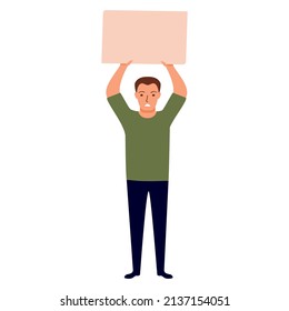 Man protesters. Social issue.Isolated on white background. Vector flat illustration.
