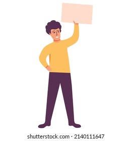 Man protesters. Social issue.Isolated on white background. Vector flat illustration.