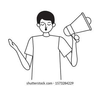 Man protesting design, Human rights peace freedom international help social law and equality theme Vector illustration