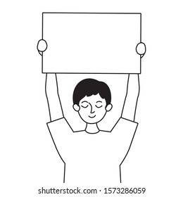 Man protesting design, Human rights peace freedom international help social law and equality theme Vector illustration