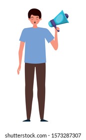 Man protesting design, Human rights peace freedom international help social law and equality theme Vector illustration