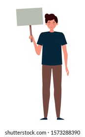 Man protesting design, Human rights peace freedom international help social law and equality theme Vector illustration