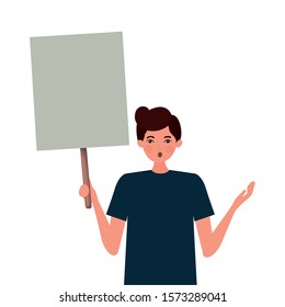 Man protesting design, Human rights peace freedom international help social law and equality theme Vector illustration