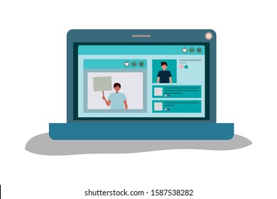 Man protesting design, Human rights peace freedom international help social law and equality theme Vector illustration