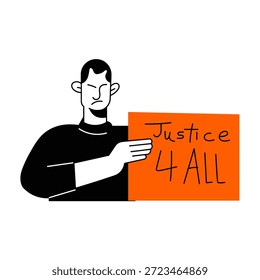 Hombre protestando por ilustración de justicia