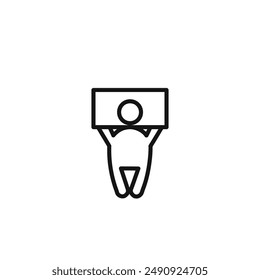 Man protests with a poster logo sign vector outline