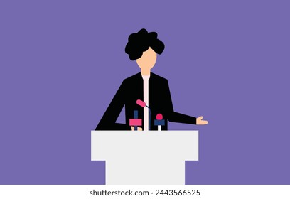 Man public speaker standing and speaking illustration