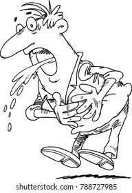 Man puke. Bad feeling. Poisoning
