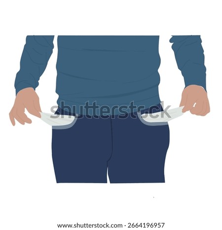 man pulling out his trousers pockets; No money concept