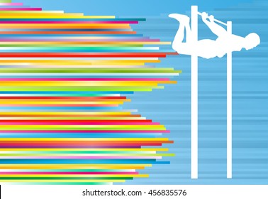 Man pull-ups bar exercising gym vector abstract background