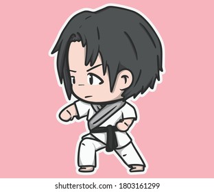 Man punch with Karate martial arts Vector illustration clipart cartoon  