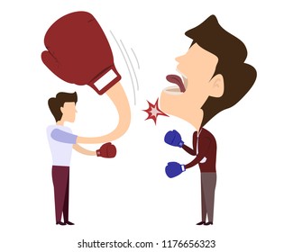 Man Punched Big Boxing Gloves Chin Stock Vector (Royalty Free ...