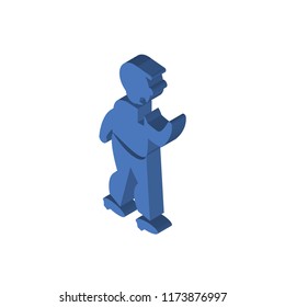 Man Punching isometric left top view 3D icon