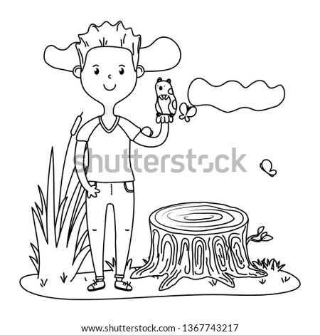 man with puppet black and white