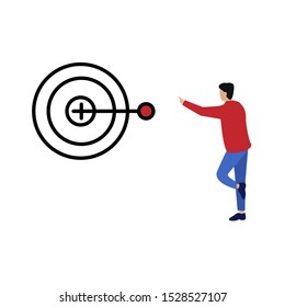 Man and purpose. Flat cartoon character isolated on white background