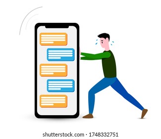Teléfono móvil de inserción de hombre - Ilustración de vector
